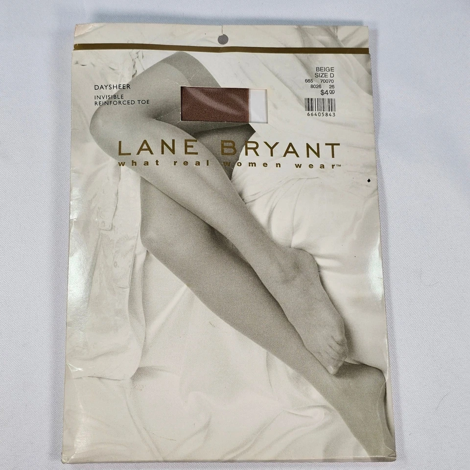 Pantimedias vintage Lane Bryant Daysheer punta reforzada beige talla D Foto 1 de 2