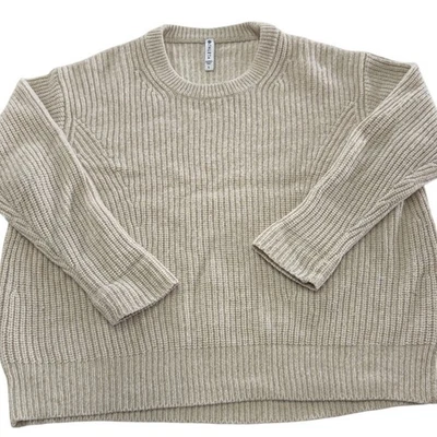 Suéter Athleta Mujer Grande Coco Crema Bronceado Cascadas Crew Mezcla de Lana Acanalado Foto 1 de 4