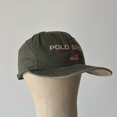 Polo De Colección Deportivo Hecho en EE. UU. Sombrero Spellout Logo Bandera Americana Correa Años 90 Foto 1 de 4