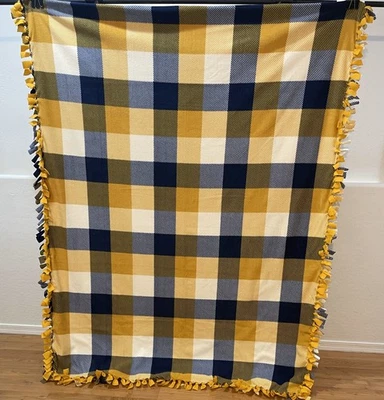 Blue, Yellow & White Check Fleece Throw Blanket #19 (52inW X 67in L) - Image 1 of 3