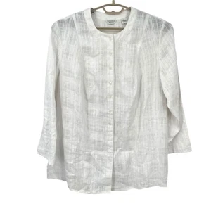 Laura Ashley Womens 100% Linen Tunic Top Blouse White Size 1X Plus NWT - Picture 1 of 8