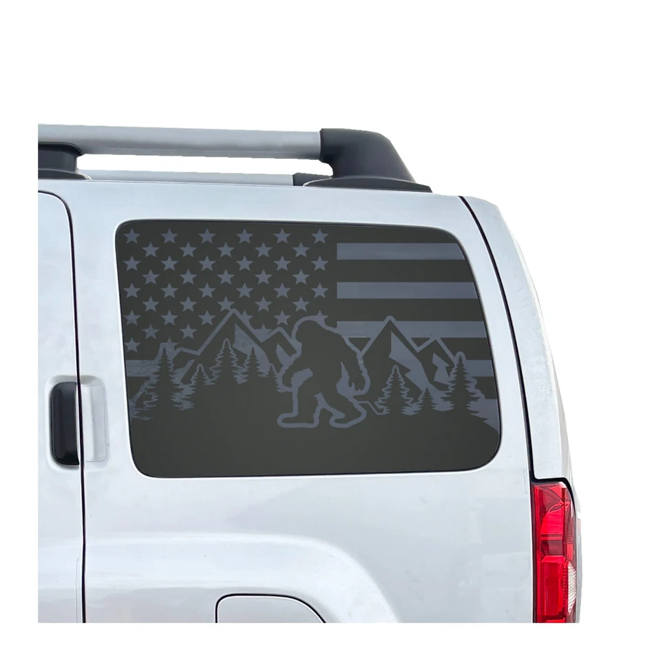 Distressed USA flag w/Sasquatch Decals for 2005-2015 Nissan Xterra NX2-DG3 - Image 1 of 4