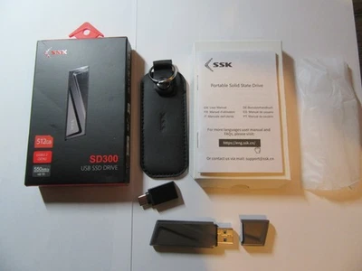 SSK SD300 512GB USB 3.2 Gen 2 SSD Drive - Open Box Unused Includes Keyring # 205 - Image 1 of 4