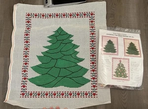 Hand Painted Christmas Tree Sampler Needlepoint Cross Stitch Canvas Kit - New - Picture 1 of 4