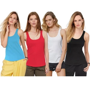 LADIES Women COTTON VEST WOMEN PLAIN SUMMER CASUAL TANK TOP WHOELSAE T SHIRT - Picture 1 of 14
