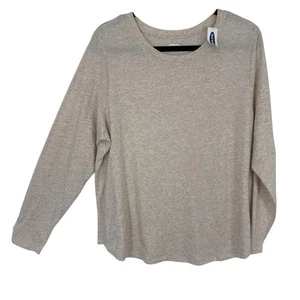Old Navy Everywear Langarmshirt Damen Gr. XL Hafer Elfenbein Rundhals Pullover Neu mit Etikett - Bild 1 von 8