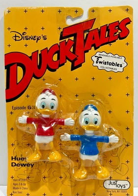 HUEY & DEWEY Vintage Walt Disney Duck Tales Bendables by Just Toys NEW NOS NIP - Image 1 of 2