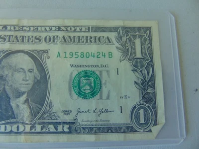 April 24 1958 Birthday Fancy Serial Number Date Note $1 Dollar Bill 19580424 - Image 1 of 4
