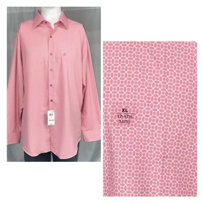Alfani Shirt Men Pink XL 17 1/2 Slim Fit Long Sleeve Button Down Brand New 34/35 - Image 1 of 4