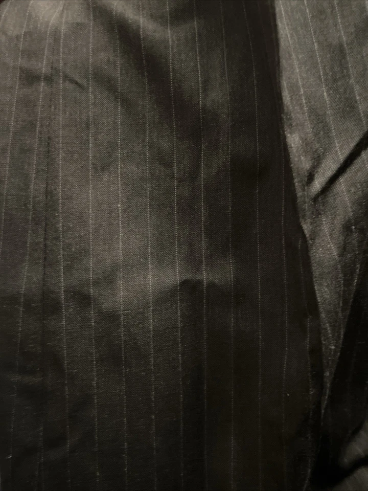 Calça social Paul Frank masculina cinza listrada frente plana 36x34 aparência industrial - Imagem 1 de 1