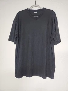 vintage y2k anchor black ribbed V Neck shirt polyester spandex L / XL - Picture 1 of 8