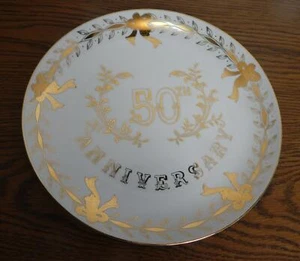 VTG DISCONTINUED 1953-1971 Lefton 50th Golden Anniversary 1189 China Platter EUC - Picture 1 of 4