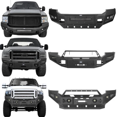 For 2005-2007 Ford F250 F350 Off-road Heavy Duty Steel Front Bumper w/ LED Light Foto 1 de 4
