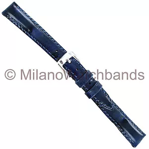 12mm Speidel Blue Patent Ostrich Grain Genuine Leather Ladies Watch Band Defect - Picture 1 of 4