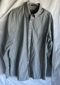 Eddie Bauer Shirt Mens XL Tall Gray Check 100% Cotton Button Down Long Sleeve - Picture 1 of 3