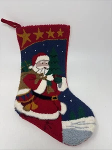 Medias de Navidad vintage punzón aguja Papá Noel respaldo de terciopelo rojo - Imagen 1 de 11