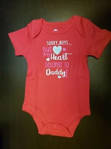 GIRLS SORRY BOYS BUT MY HEART BELONGS TO BODYSUIT SIZE 3-6 MONTHS VALENTINE - Picture 1 of 12