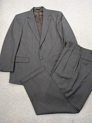 Traje Bill Blass Para Hombre 40R 36x29 Gris Marrón Lana De Colección 2 Piezas Etiqueta Negra 2 Btn Foto 1 de 4
