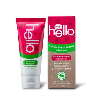 Hello Toothpaste Kids Natural Delicious Watermelon Fluoride Free 4 Oz 6 Pack - Picture 1 of 6