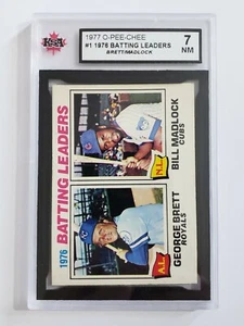 1977 GEORGE BRETT BILL MADLOCK BATTING KSA GRADED 7 NM BASEBALL CARD O-PEE-CHEE - Picture 1 of 12
