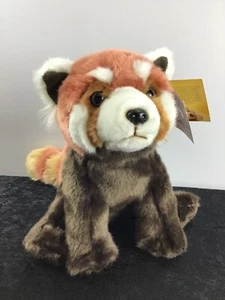 Heunec,Kleiner Pandabär,Plüschtier,Plüschfigur,sitzend,rotbraun,Kunststoff-Augen - Bild 1 von 12