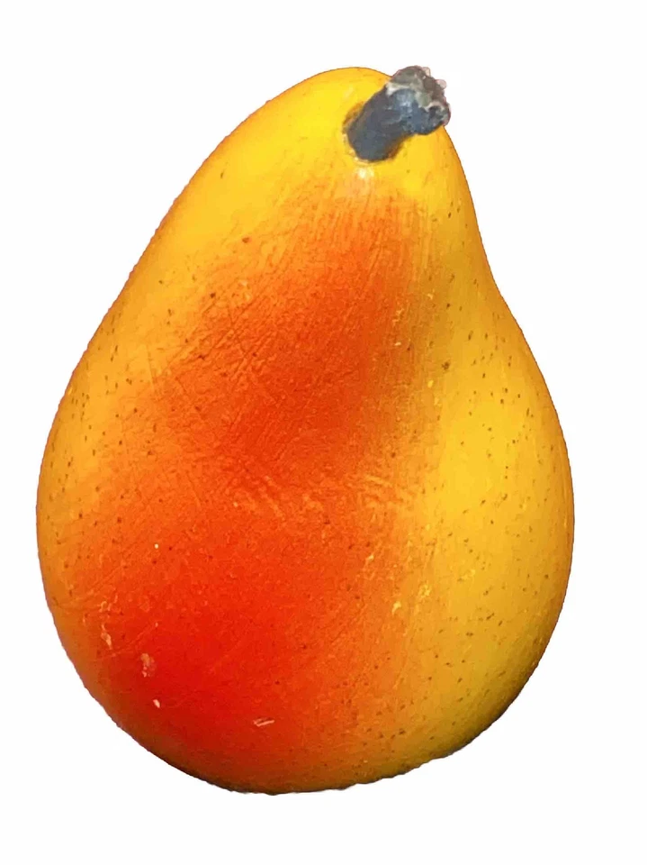 VTG Soap Stone Fruit Pear Yellow Red Speckled Realistic Painted Food Decor - Image 1 of 4