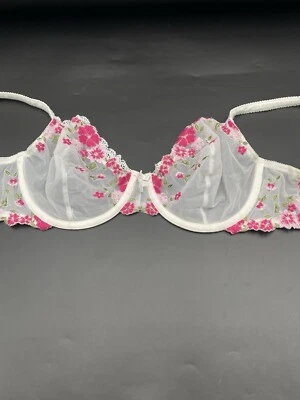 Sujetador con aros Felina Lingerie Talla 34 DD Blanco Floral Sin Forro Demi Encaje 5118 Foto 1 de 4