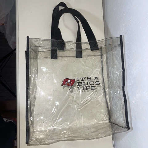 Tampa Bay Buccaneers It’s a Bucs Life Clear Reusable Plastic Tote Bag Purse 12” Cover