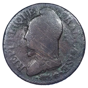 France 5 centimes l'an 5 BB Dupré pièce de monnaie Révolution cuivre Strasbourg - Picture 1 of 2