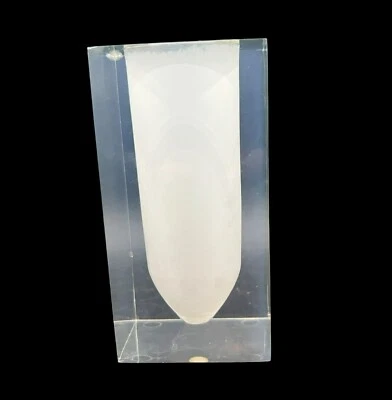 VTG Jonathan Adler Clear & White Bel Air Test Tube Vase 5.5 In Lucite Acrylic - Image 1 of 4