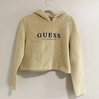 Sudadera con capucha corta marrón claro GUESS Teddy Bear talla pequeña Foto 1 de 4