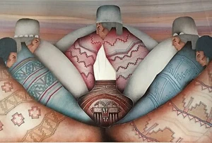 Vintage AMADO PENA HOUSHANG'S GALLERY Orig 1984 Artist Signed Poster 38X23-RARE - Picture 1 of 13