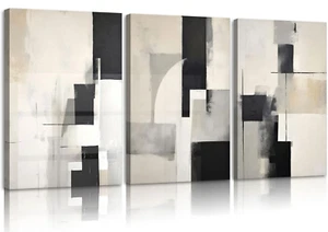3Pcs Framed Neutral Abstract Canvas Wall Art Floral Pictures Modern Minimalis... - Picture 1 of 7