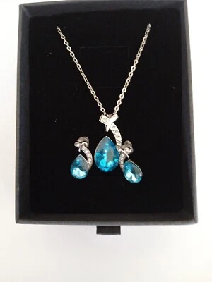 Conjunto de collar plateado erring hermoso liso Tierra Santa hecho a mano metal regalo Foto 1 de 4