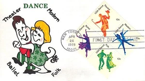 USA HAND PAINTED RICHARD ELLIS ANIMATED FIRST DAY COVER 1978 DANCE + CACHET - Picture 1 of 1