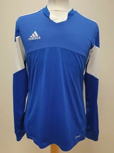 MM323 MENS ADIDAS BLUE WHITE V NECK L/SLEEVE STRETCH FITTED T-SHIRT UK M EU 50 - Picture 1 of 3