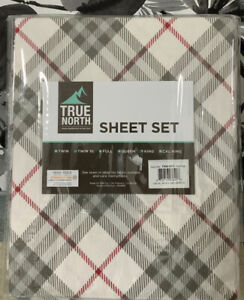 ⚡️True North Cozy Flannel Red Plaid Sheet Set (Twin XL)