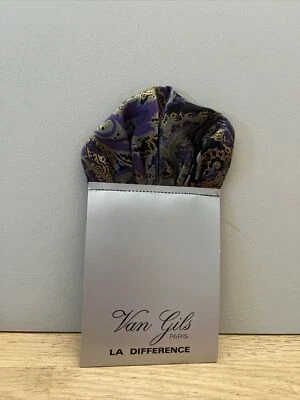 Pochette De Costume En Soie Motifs Multicolore Pliée Et Cousue Sur Étui Cartonné - Photo 1/3