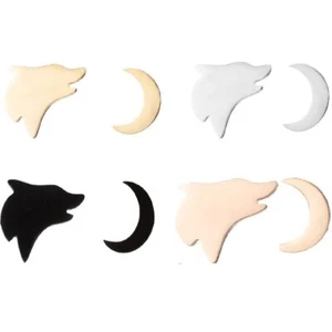 Moon Crescent Stud Earrings for Women Stainless Steel Howling Wolf Dog Animal Ea - Picture 1 of 4