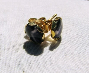Earrings Yellow 9CT Gold Blue John Studs (C3DV) - Picture 1 of 5