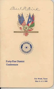 1936 Six Flags Fort Worth Texas Rotary International 41 - Imagen 1 de 1