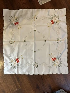 Polyester Embroidered 33x33" Square Tablecloth Night Stand Side Table Holiday - Picture 1 of 12