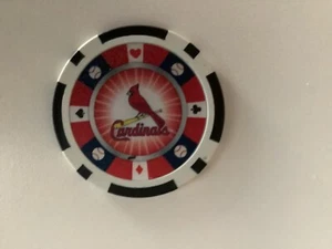 ST LOUIS CARDINALS POKER CHIP OVERSIZE GOLF BALL MARKER 2 SIDED LOGO, TEAM PATCH - Picture 1 of 2