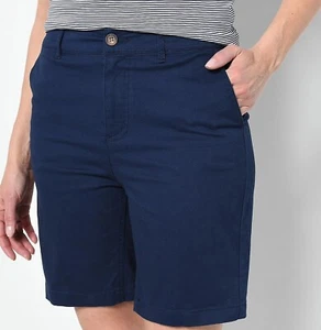 2215 Denim & Co. EasyWear Twill Shorts NAVY sz 2 - Picture 1 of 1