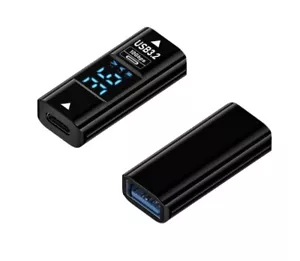 USB C to USB A LED Display Fast Charge Data Adapter | Female to Female | Black - Picture 1 of 10