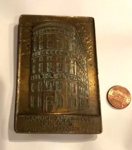 Pisapapeles de bronce vintage Appleton Building Boston MA Whitehead & Hoag 1924 - Imagen 1 de 6