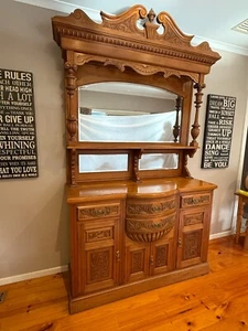 Antique Edwardian Sideboard/Buffet/Dresser with Mirror - Picture 1 of 6