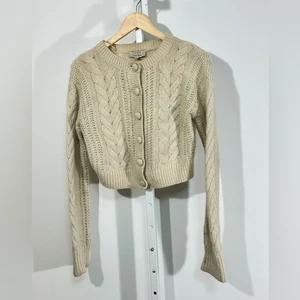 & Other Stories Paris Atelier Cardigan in lana alpaca a maglia con cavi tagliati - Crema XS - Foto 1 di 9