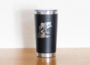 20oz Bass – Fishing Stainless Steel Tumbler – Laser Engraved Fish Design – Yeti - Picture 1 of 8