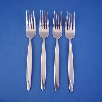 Pfaltzgraff EVENING SUN ~ (4) Dinner Forks 8 1/4" ~Glossy w Frost Inset Flatware - Image 1 of 4